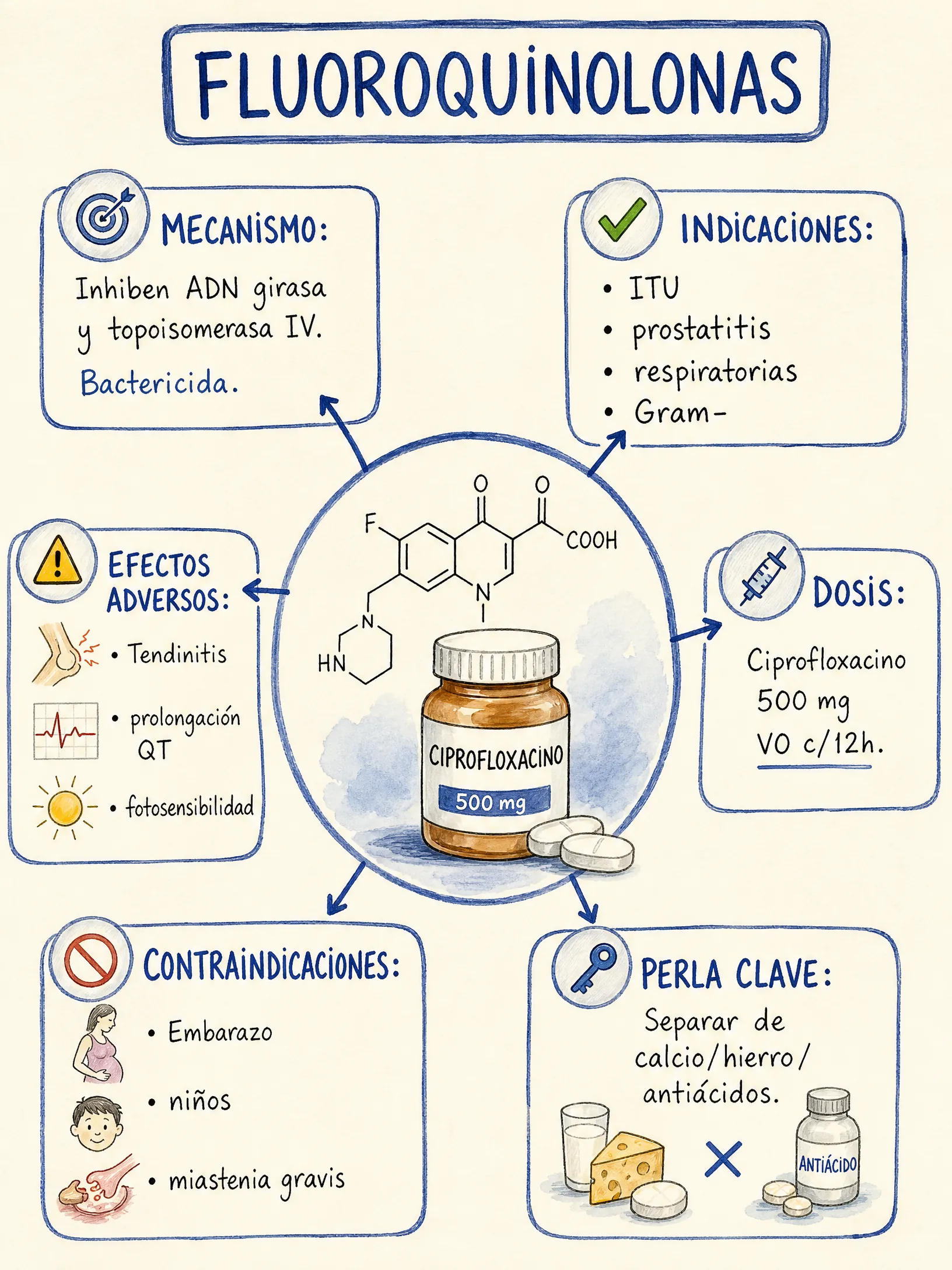 Fluoroquinolonas · Ciprofloxacino